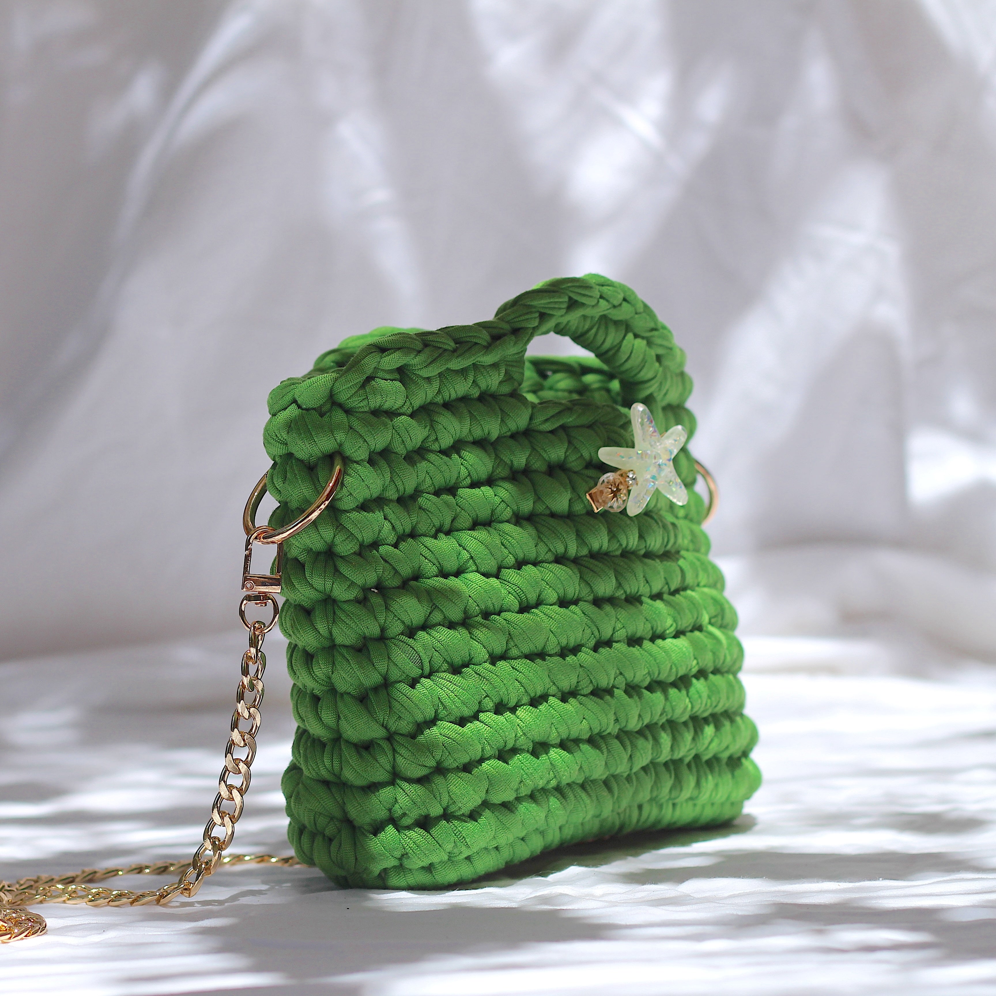 Sac à main au crochet vert citron