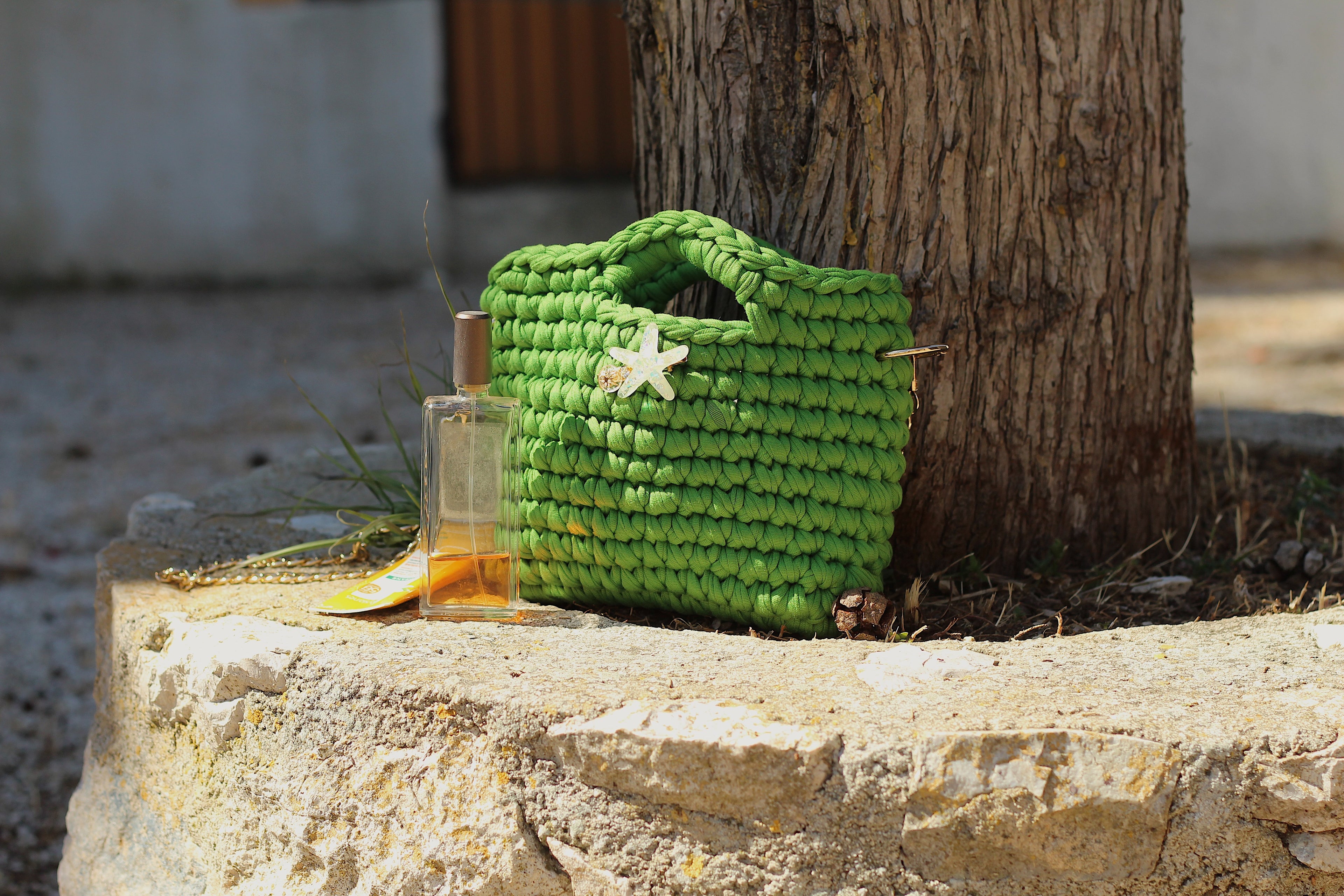 Sac à main au crochet vert citron