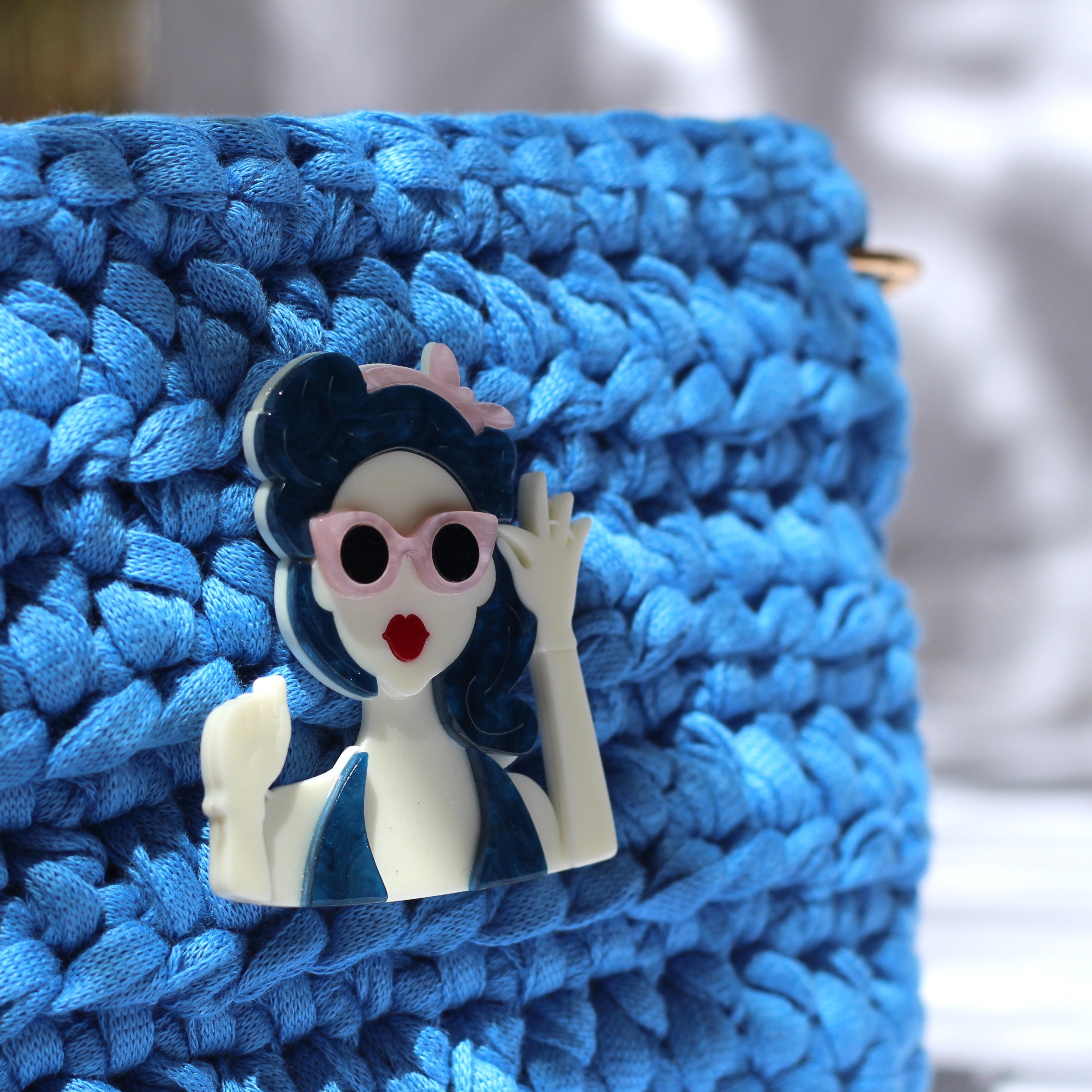 Petit sac au crochet bleu