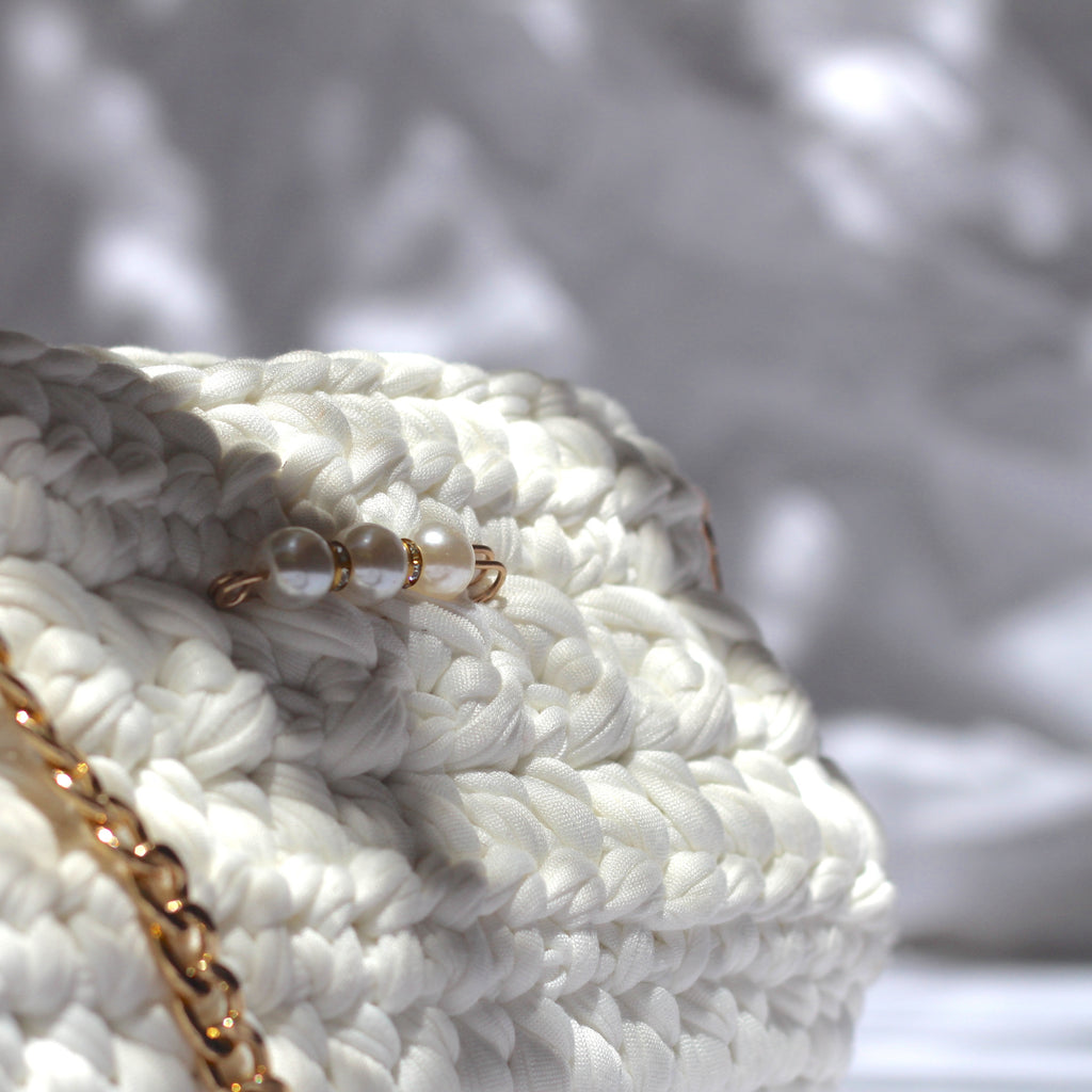 Sac bandoulière au crochet blanc