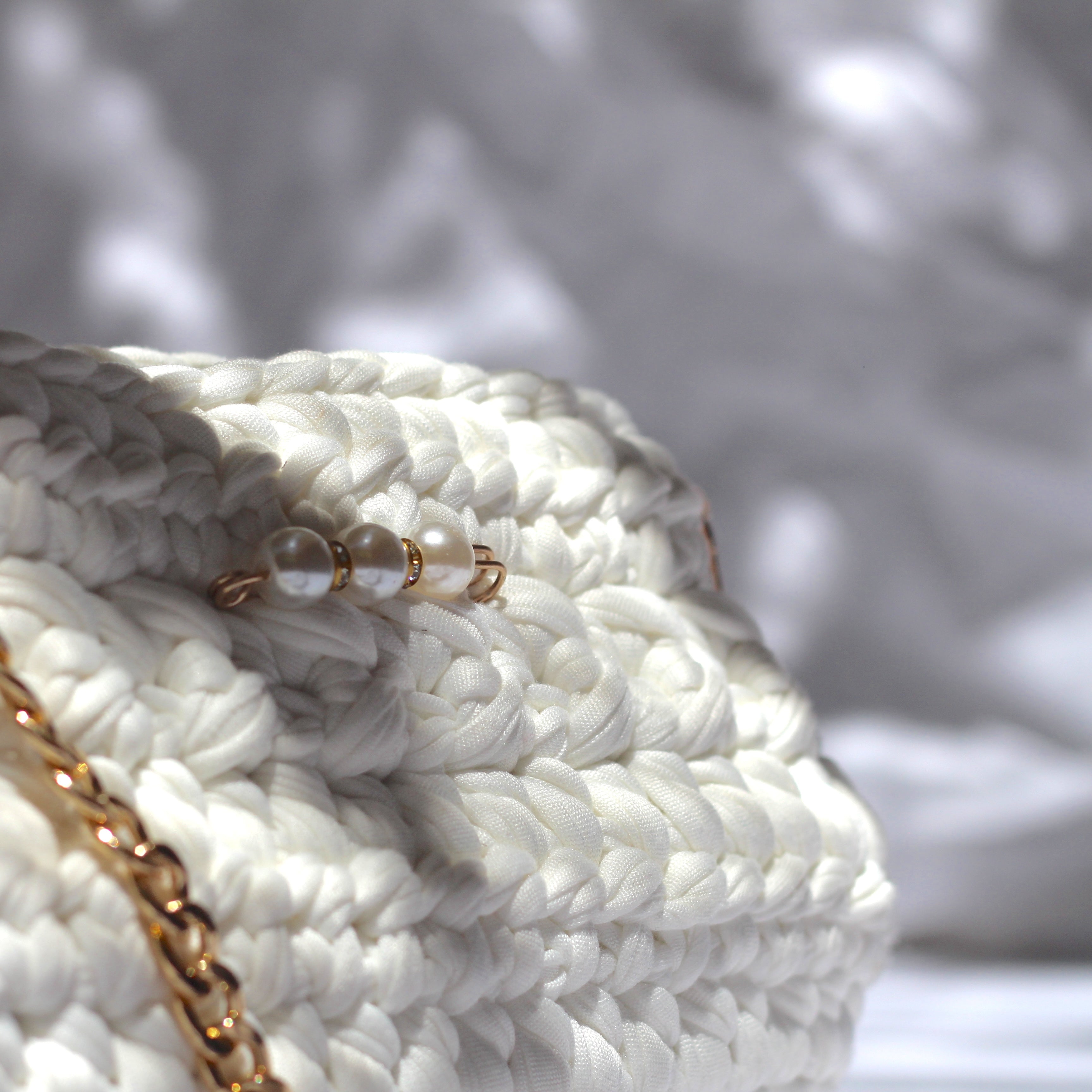 Sac bandoulière au crochet blanc