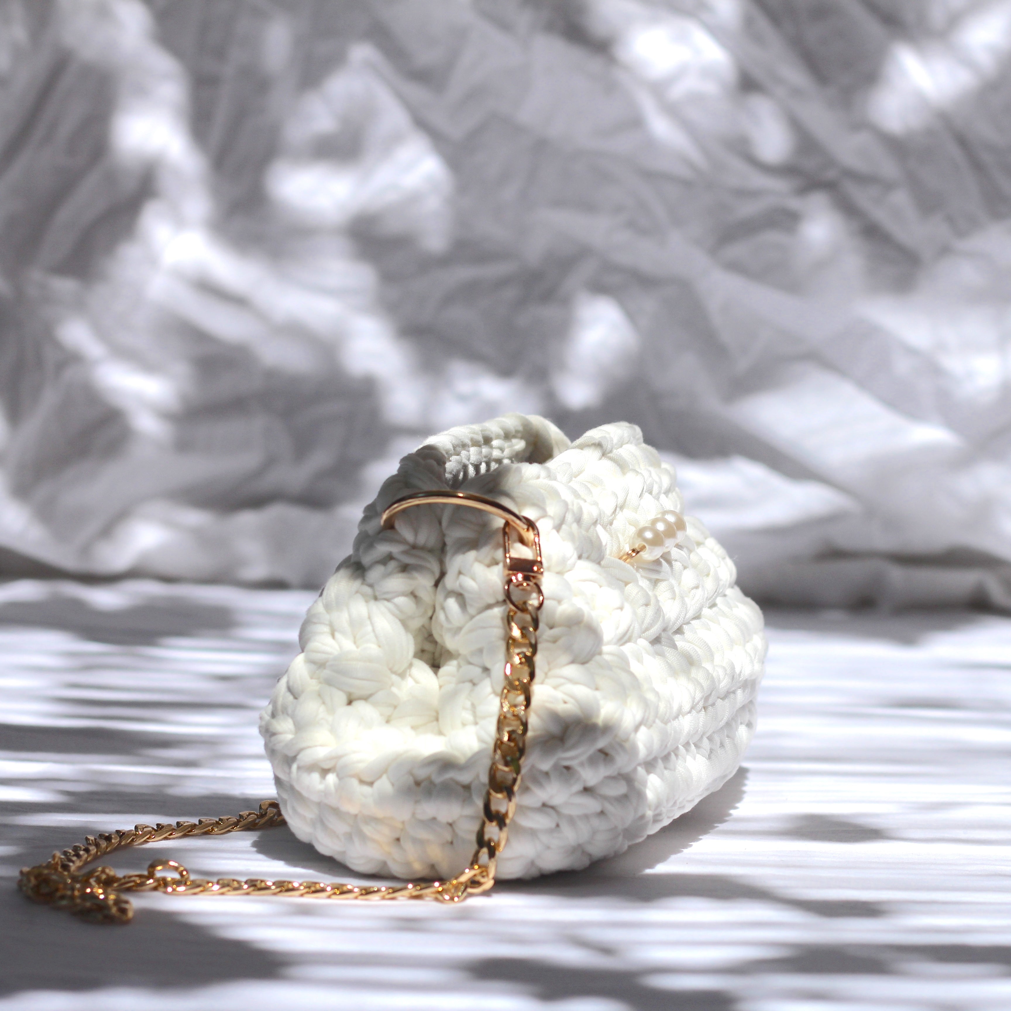 Sac bandoulière au crochet blanc