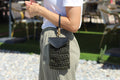 Pochette téléphone au crochet lurex noir et doré
