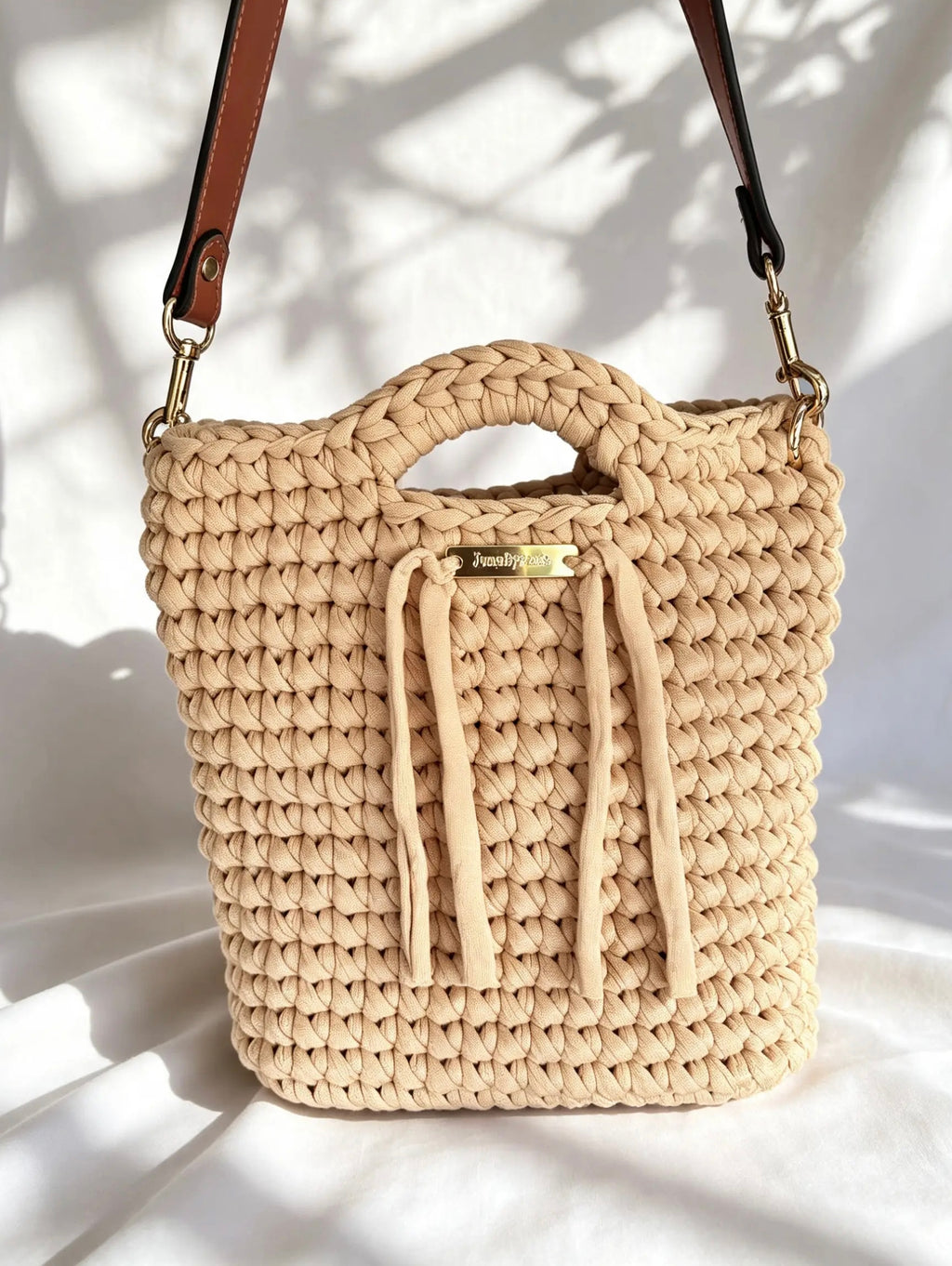 Sac en crochet beige sable. Fait main en France