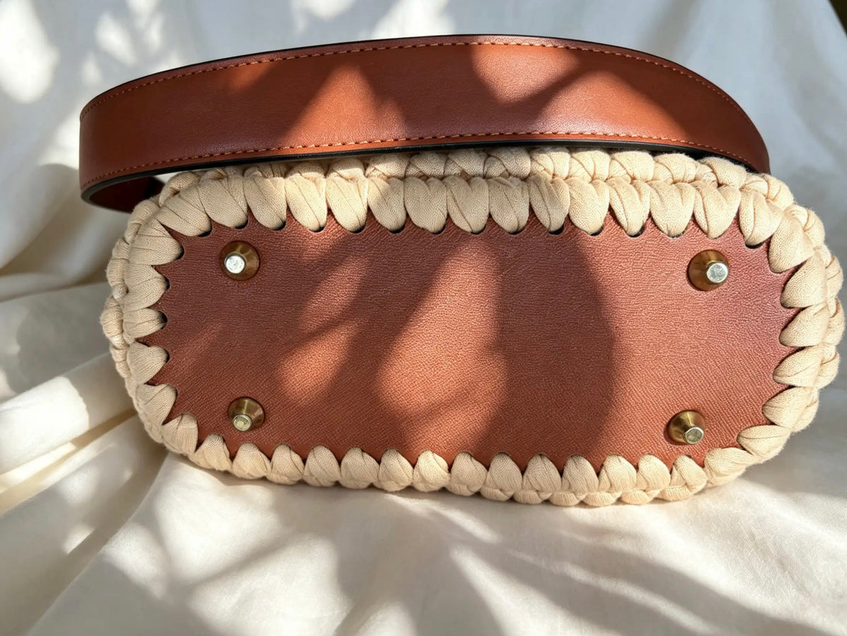 Sac en crochet beige sable. Fait main en France