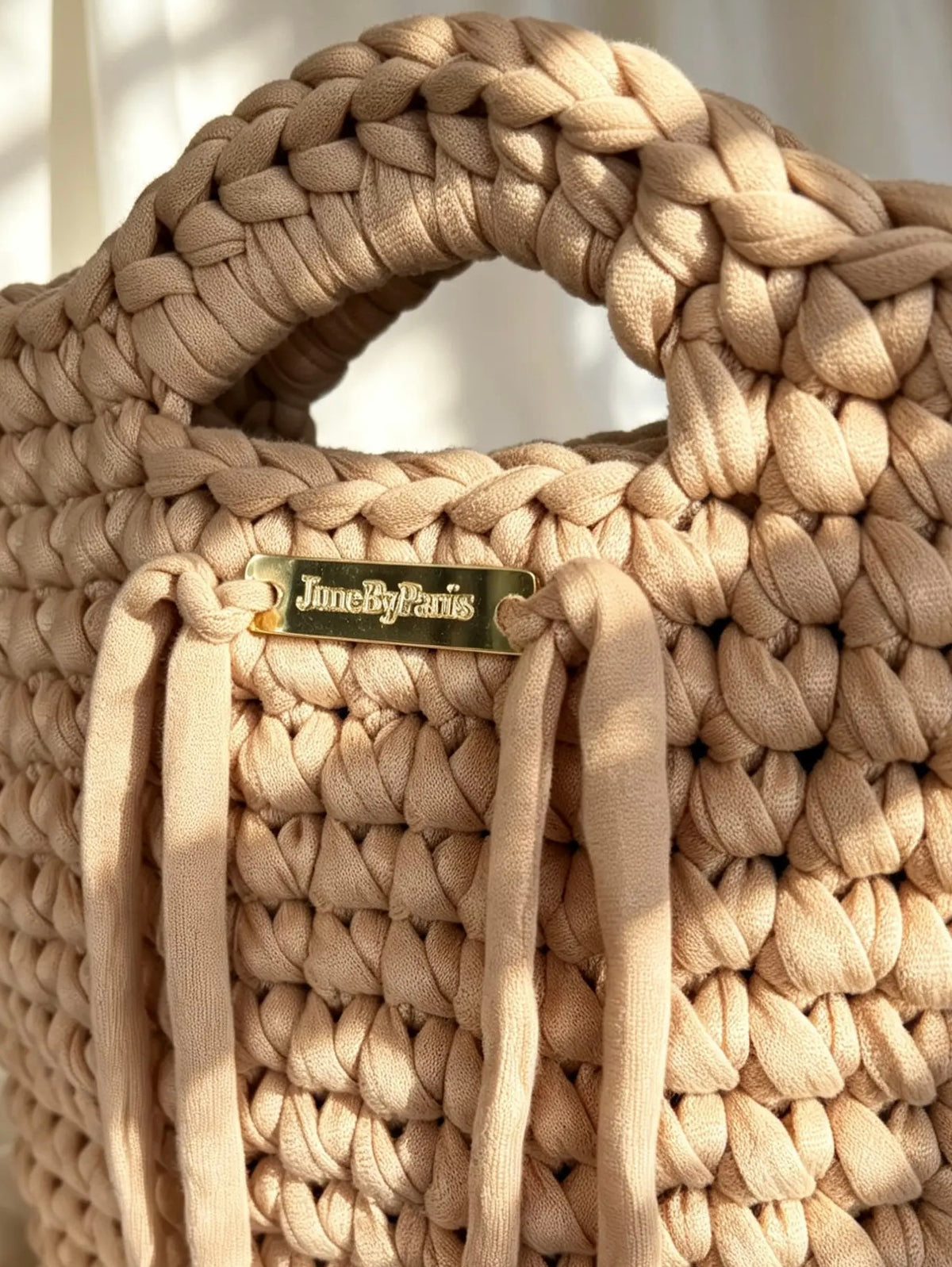 Sac en crochet beige sable. Fait main en France