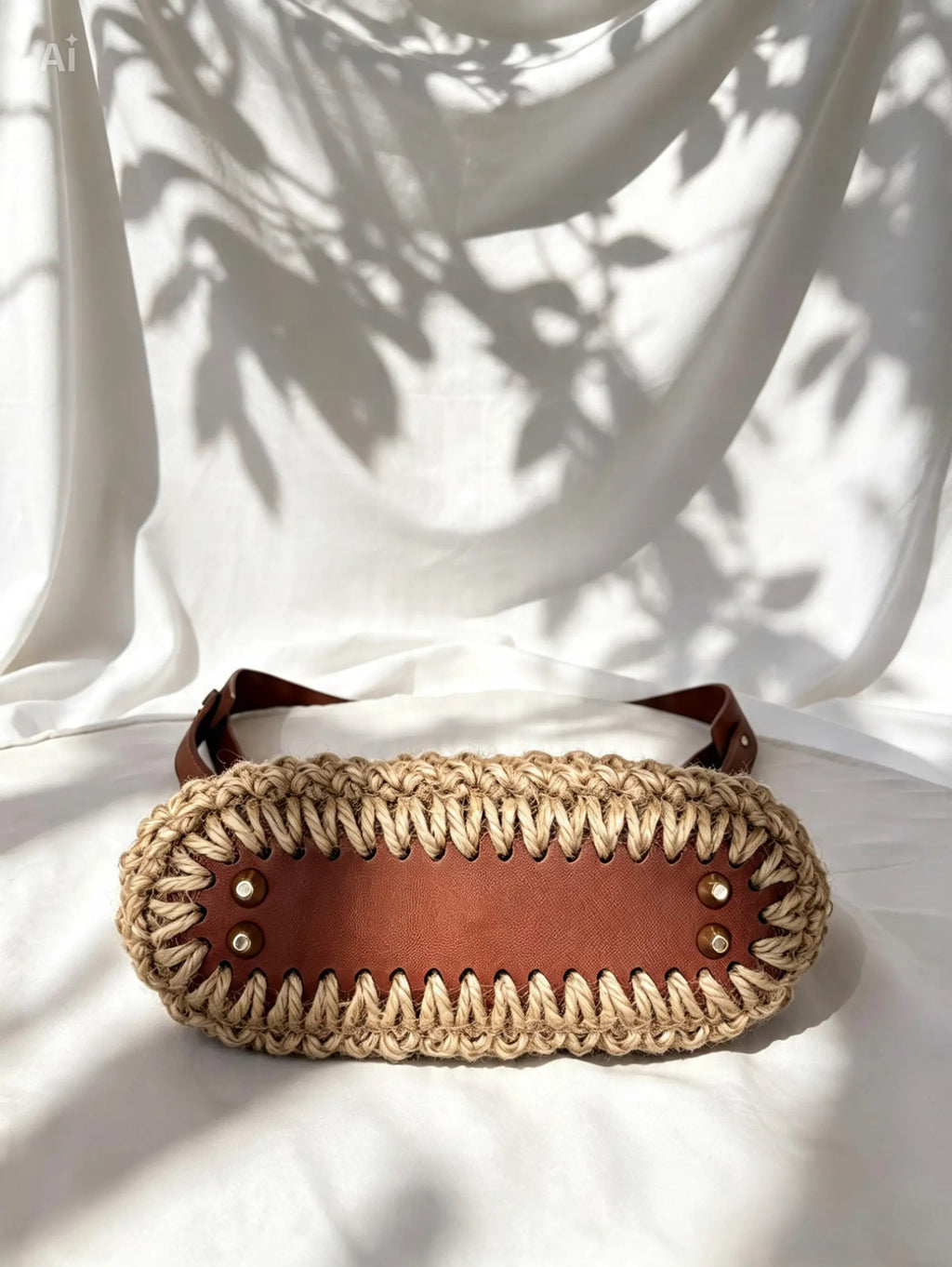 Sac au crochet beige et or