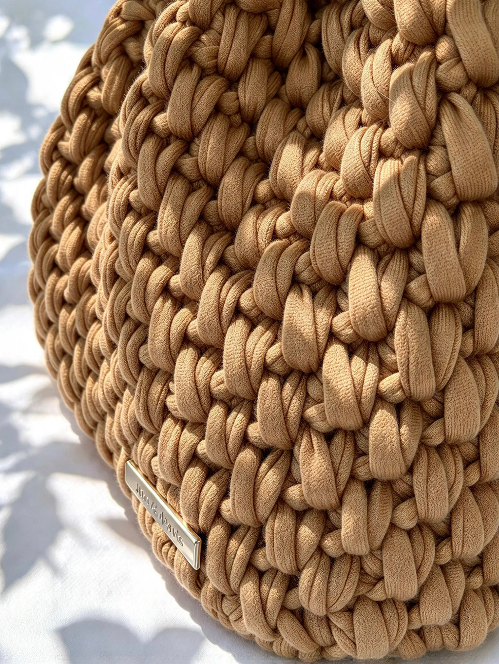 Sac bourse au crochet camel. Fait main en France