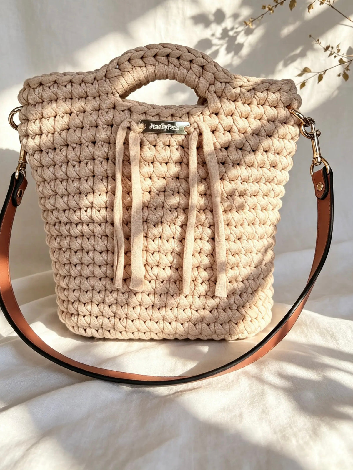 Sac en crochet beige sable. Fait main en France