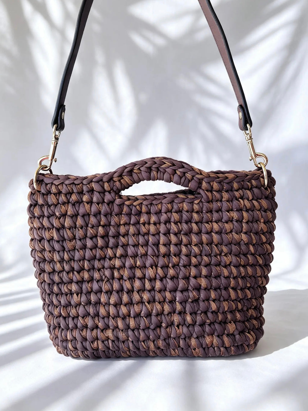Sac au crochet marron et lurex. Fait main en France