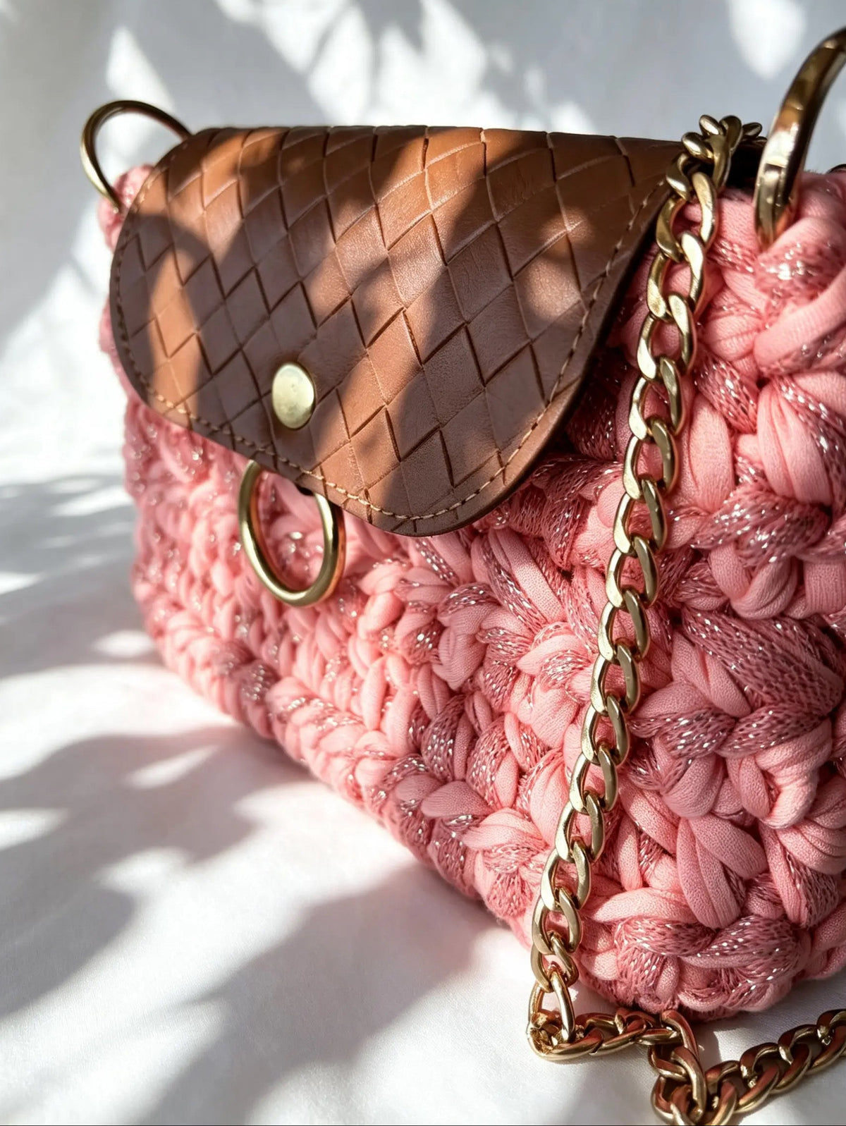 Sac en crochet lurex orange. Fait main en France