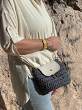 Sac au crochet gris bleuté. Fait main en France
