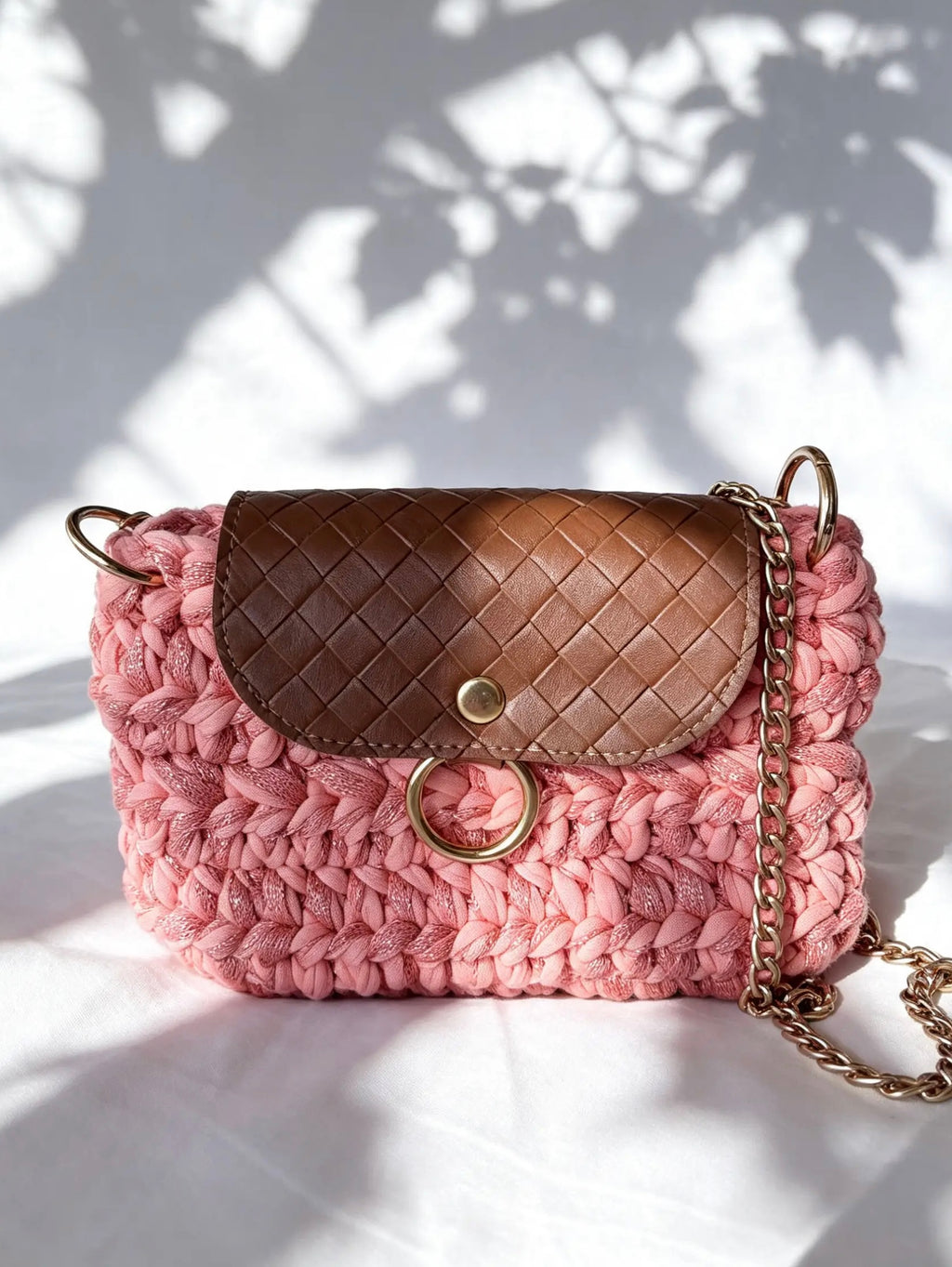Sac en crochet lurex orange. Fait main en France