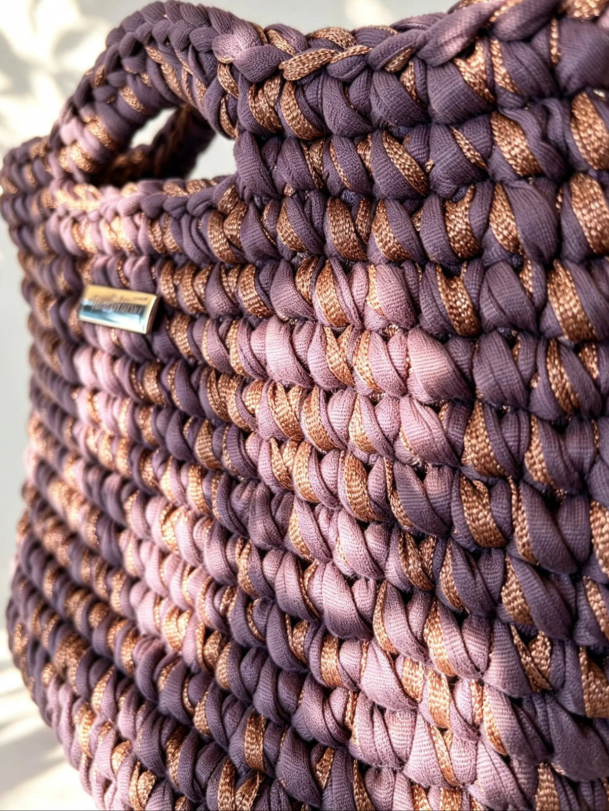 Sac au crochet marron et lurex. Fait main en France