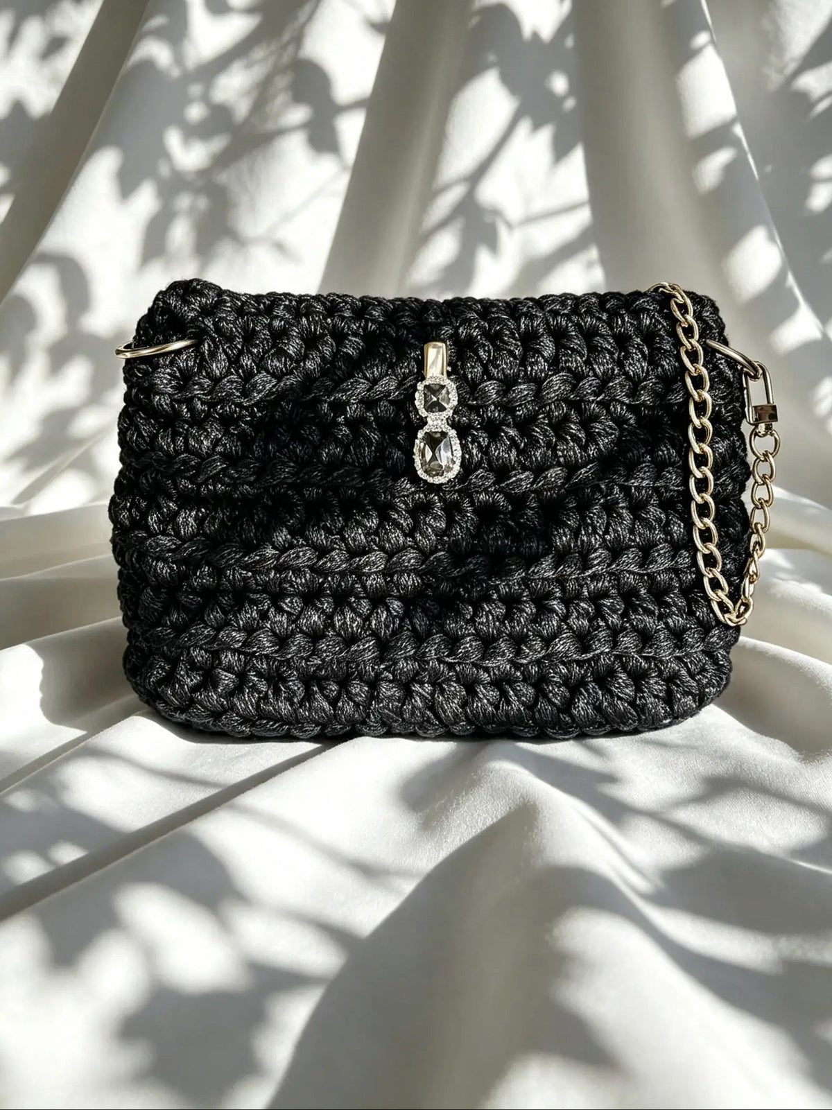 Petit sac au crochet lurex noir. Fait main en France