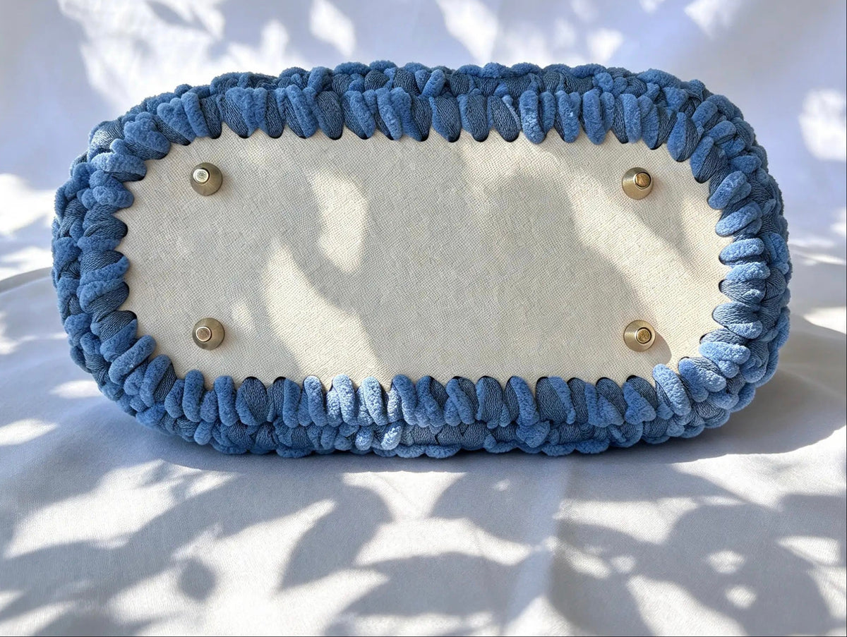 Sac au crochet effet bleu  jean. Fait main en France
