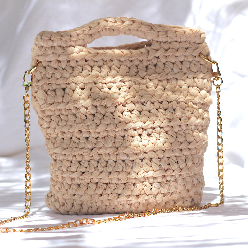 Sac bandoulière au crochet beige
