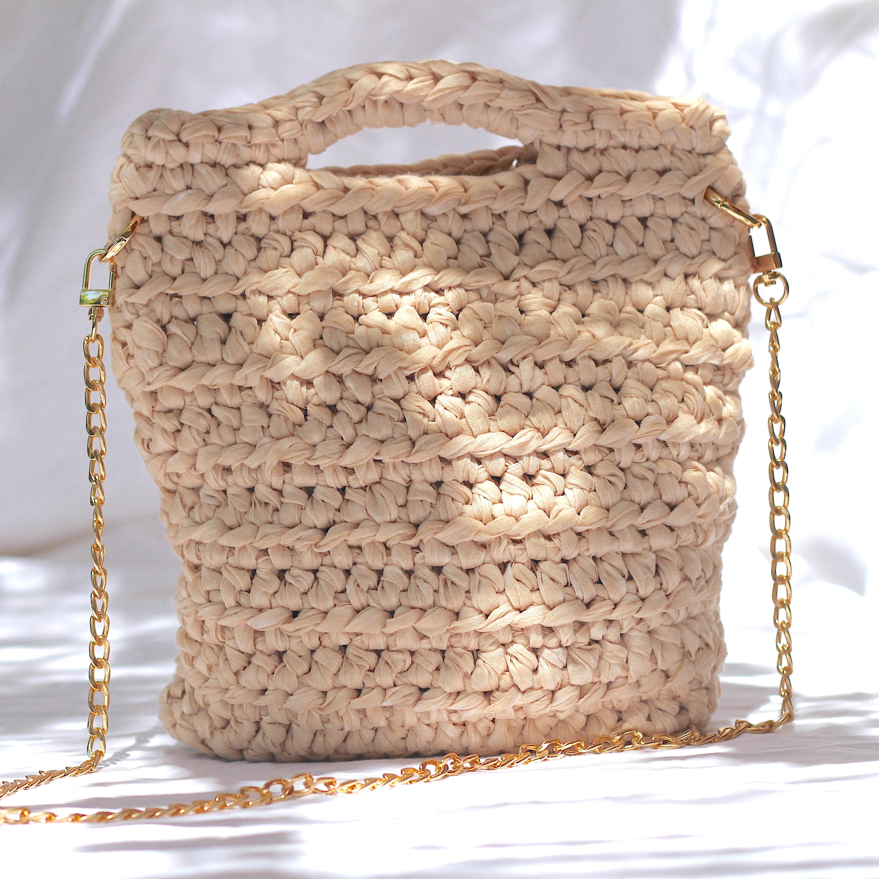 Sac bandoulière au crochet beige