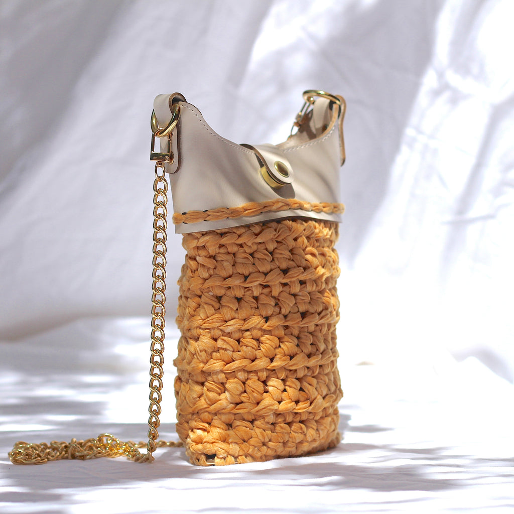 Pochette bandoulière au crochet ocre